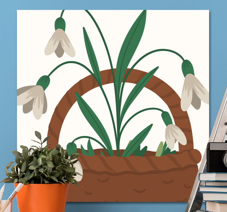 Tableau fleurs et plantes panier de fleurs de perce-neige - TenStickers