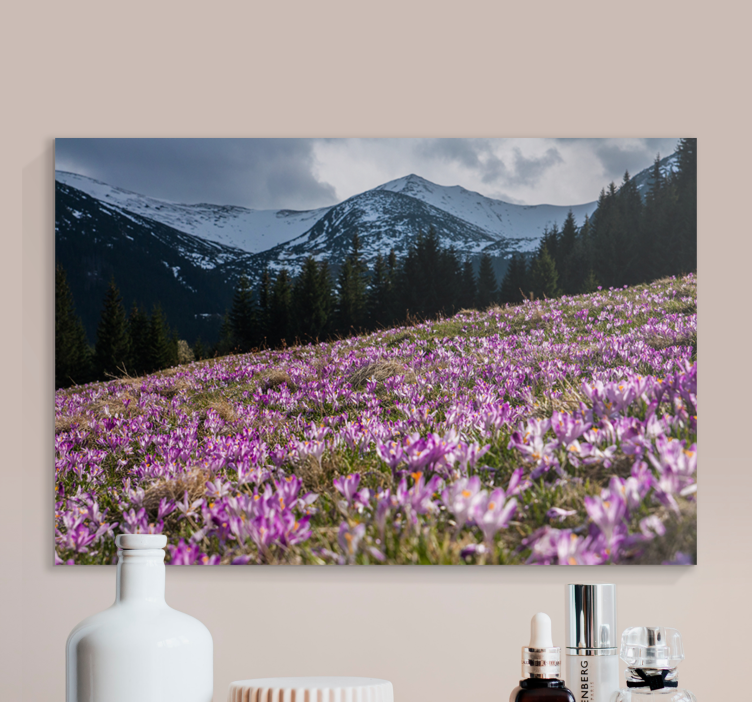 Tableau fleurs et plantes prairie fleurie violette - TenStickers