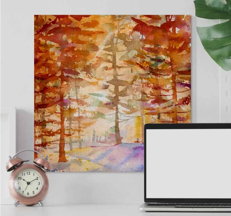 Tableau fleurs et plantes sentier forestier d'automne - TenStickers