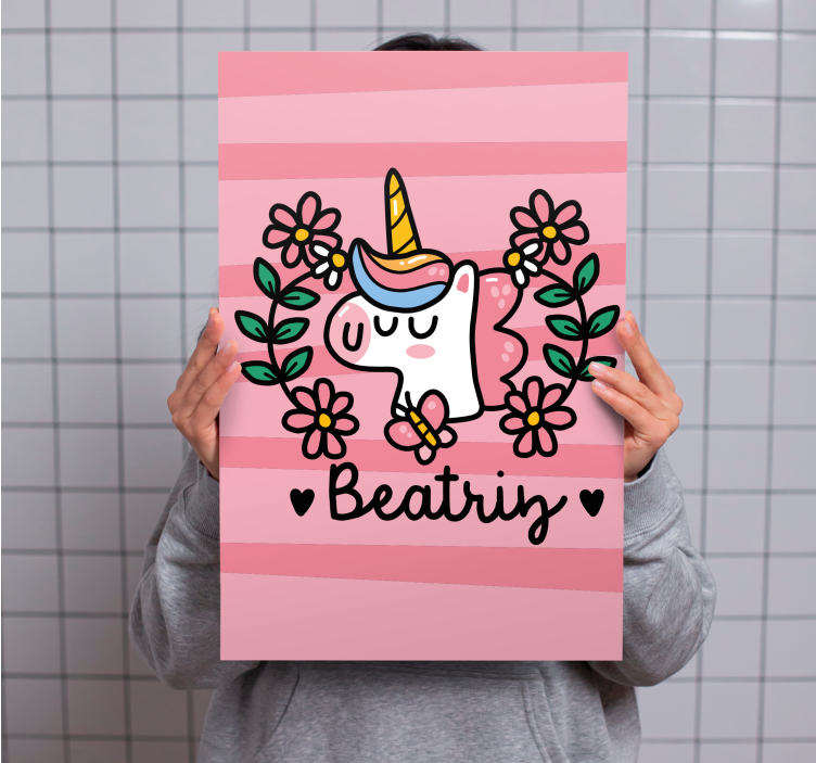 Tableau licorne floral mignon - TenStickers