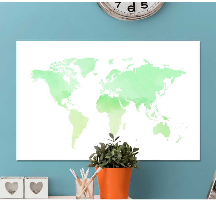Tableau carte du monde Peint en vert - TenStickers