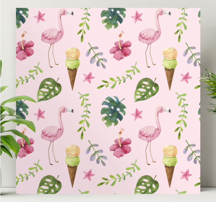 Tableau mosaïque flamants et glaces - TenStickers