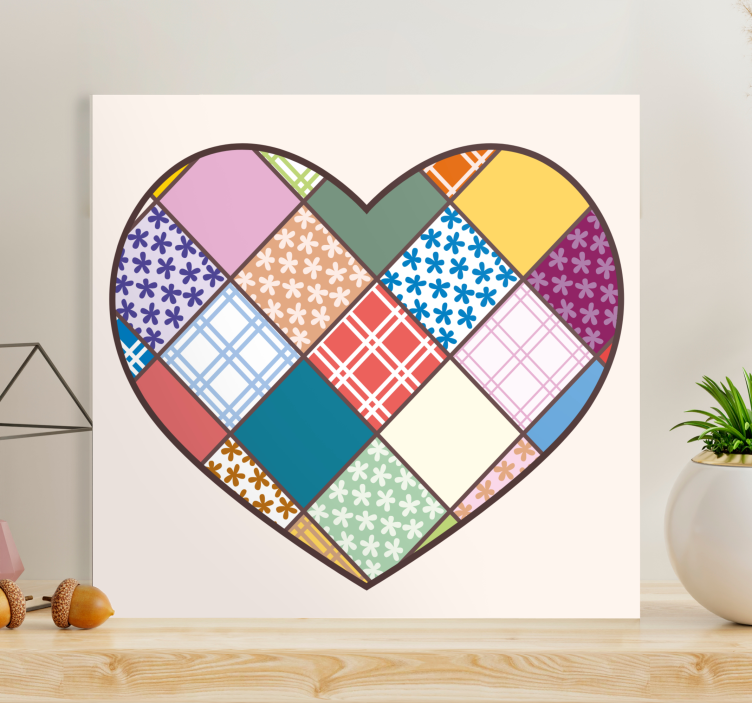 Tableau motivation design patchwork cœur - TenStickers
