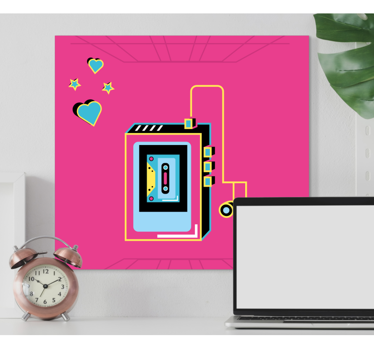 Tableau musique amour de cassette rétro - TenStickers