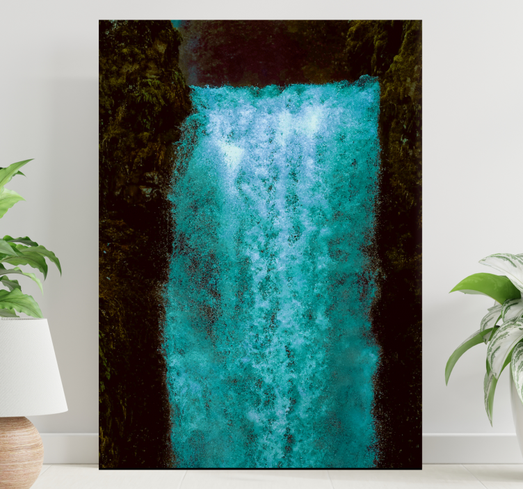 Tableau paysage Cascade lumineuse bleue - TenStickers