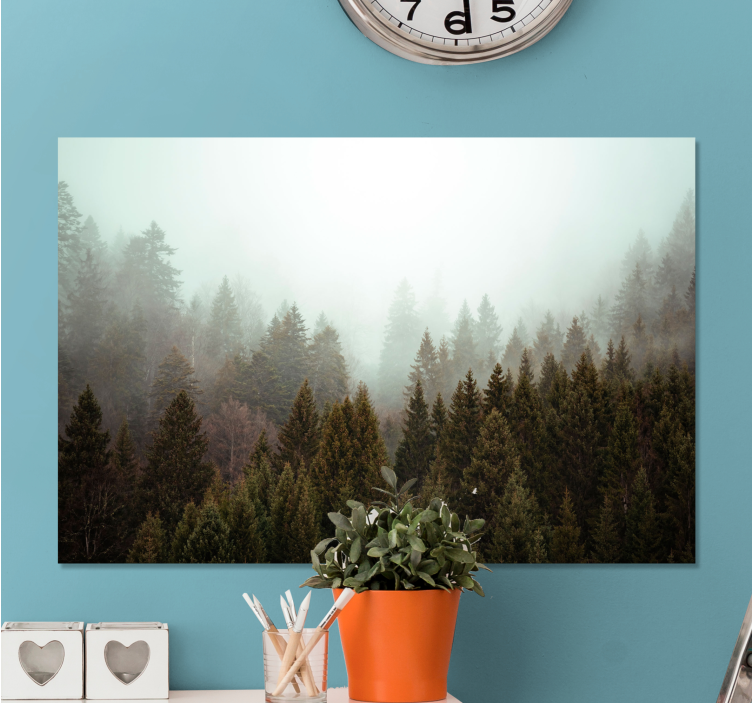 Tableau paysage Forêt de conifères et brouillard - TenStickers