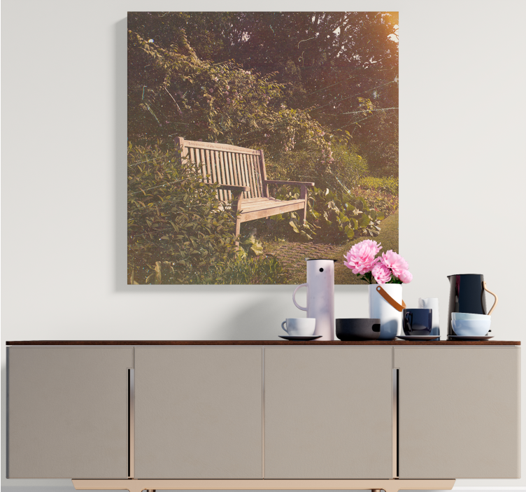 Tableau paysages banc de jardin serein - TenStickers