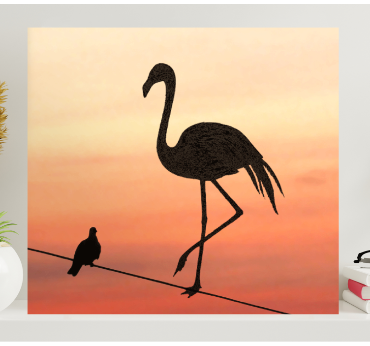 Tableau d'un flamand rose et d'un oiseau - TenStickers