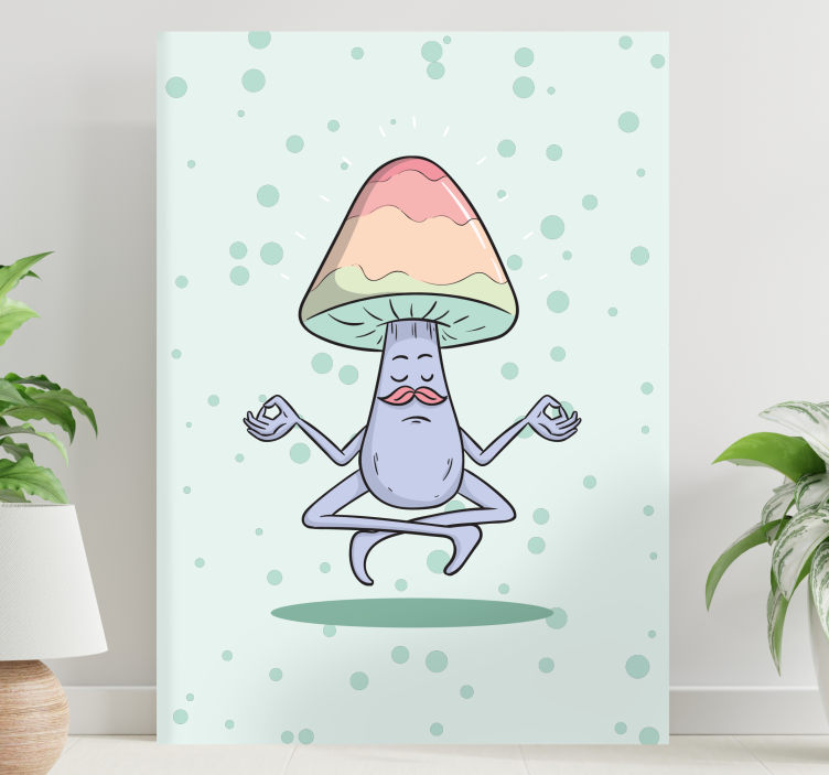 Tableau texte champignon méditant personnage - TenStickers