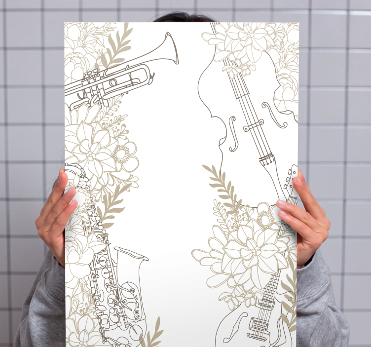 Tableau musique Instrument de musique en fleurs - TenStickers
