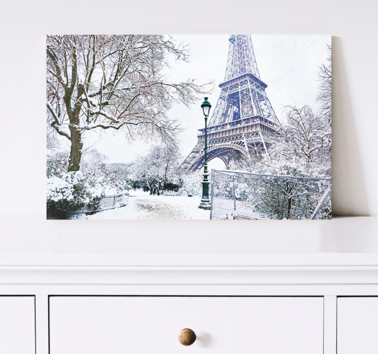 Tableau villes et pays tour eiffel hiver - TenStickers