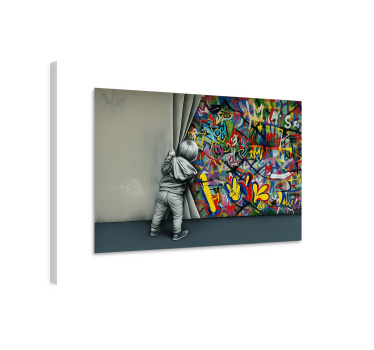Tableau art enfant espionnant les graffitis - TenStickers