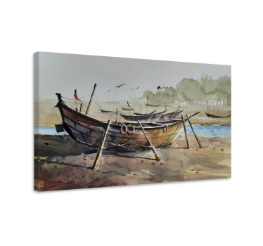 Tableau paysage mer Paisaje marino barca - TenStickers