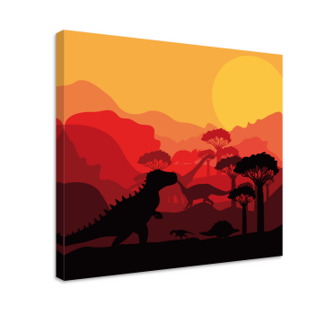 Tableau Dinosaures paysage jurassique - TenStickers