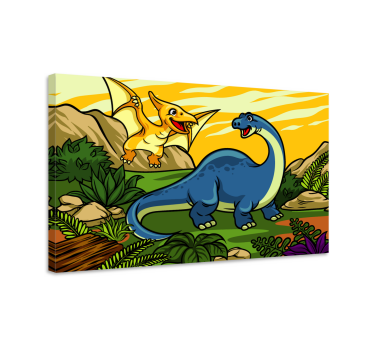 Tableau Dinosaures pour enfants jurassique avec paysage - TenStickers