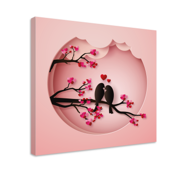 Tableau avec oiseaux Oiseaux modernes s'embrassant - TenStickers