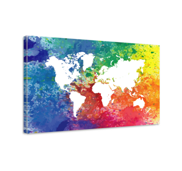 Tableau mappemonde Silhouette colorée artistique - TenStickers