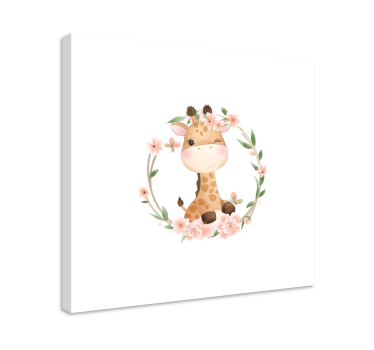 Tableau animaux Girafe avec des fleurs de couronne - TenStickers