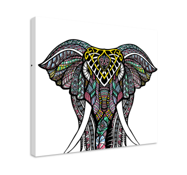 Toile éléphant éléphant ethnique multicolore - TenStickers