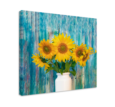 Tableau fleurs Tournesols jaunes sur bois - TenStickers