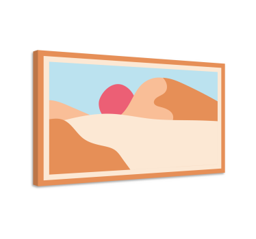 Tableau géométrique Art abstrait montagne et soleil - TenStickers