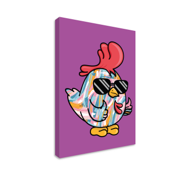 Tableau avec oiseaux Poussin multicolore avec des lunettes - TenStickers