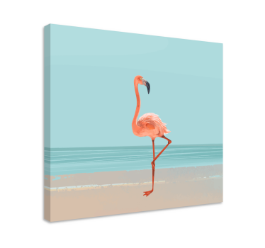 Tableau chambre parentale Image de flamant rose sur le sable - TenStickers