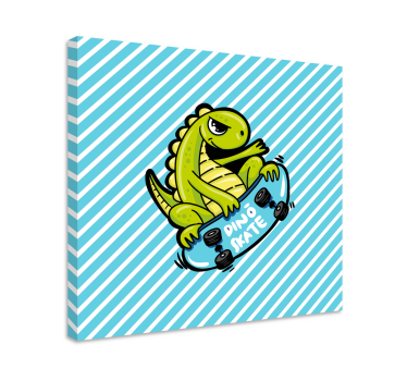 Tableau dinosaures amusement sur skateboard dino - TenStickers