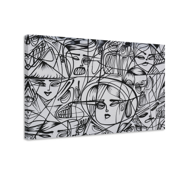 Tableau art Visages abstraits en noir et blanc - TenStickers