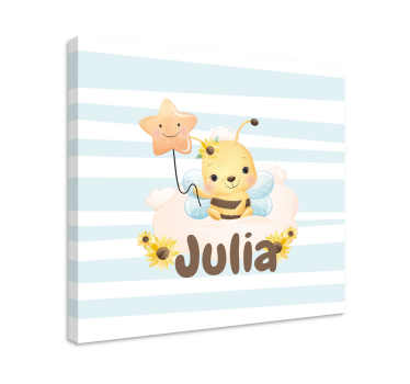 Tableau pour chambre bébé Abeille animaux mignons avec nom - TenStickers