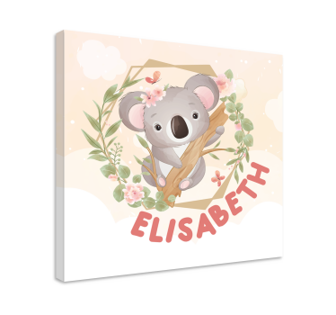 Tableau pour chambre bébé Animaux mignons koala avec nom - TenStickers