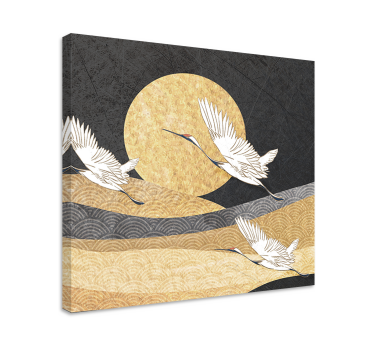 Tableau abstrait Oiseaux orientaux qui volent - TenStickers