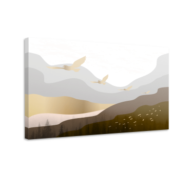 Tableau art Oiseaux d'or dans le brouillard - TenStickers