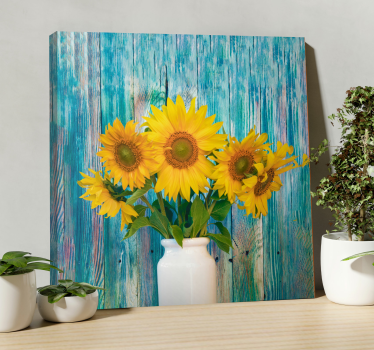 Tableau fleurs Tournesols jaunes sur bois - TenStickers