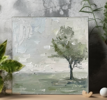 Tableau grand arbre tons gris - TenStickers