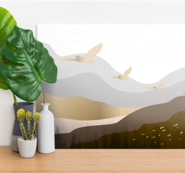 Tableau art Oiseaux d'or dans le brouillard - TenStickers