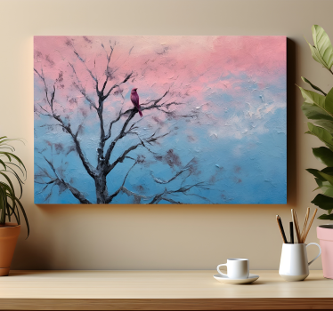 Tableau art oiseau sur un arbre - TenStickers