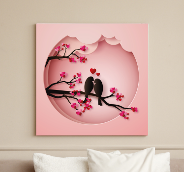 Tableau avec oiseaux Oiseaux modernes s'embrassant - TenStickers