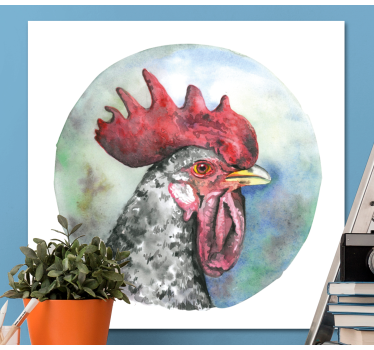 Tableau avec oiseaux tableau à l'huile de poulet bleu - TenStickers