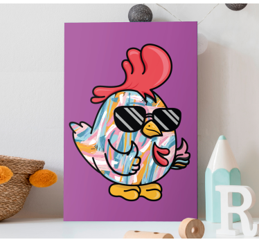 Tableau avec oiseaux Poussin multicolore avec des lunettes - TenStickers