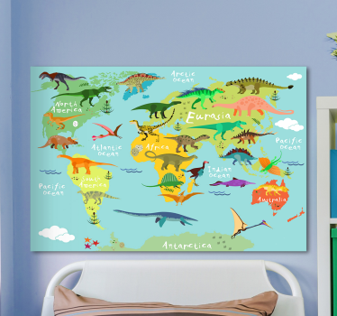 Tableau Carte du monde des dinosaures - TenStickers
