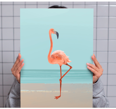 Tableau chambre parentale Image de flamant rose sur le sable - TenStickers