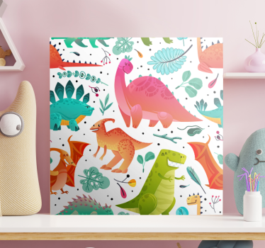 Tableau dinosaures aventure colorée des dinosaures - TenStickers