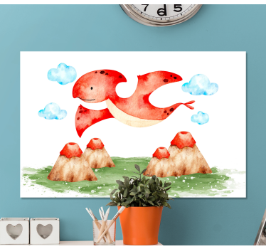 Tableau dinosaures créature rouge volante - TenStickers