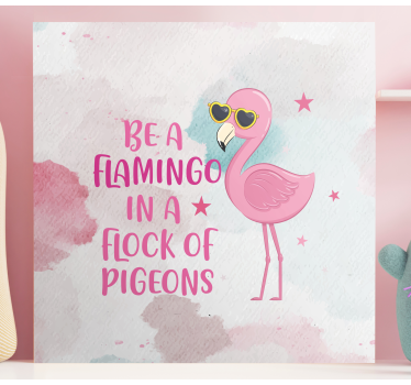 Tableau dinosaures flamant rose avec lunettes - TenStickers