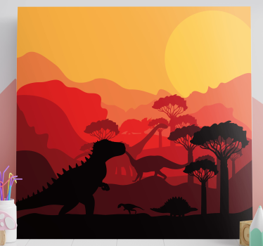 Tableau Dinosaures paysage jurassique - TenStickers