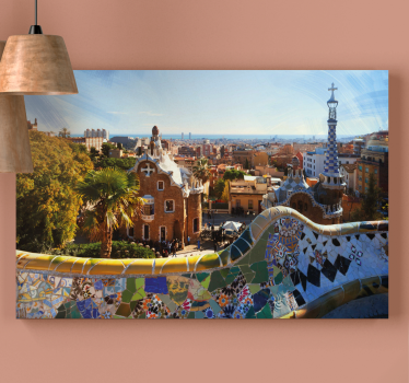 Tableau en 3d Barcelone vue depuis le parc guell - TenStickers
