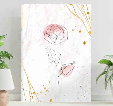 Tableau en 3d Rose sur fond doré - TenStickers