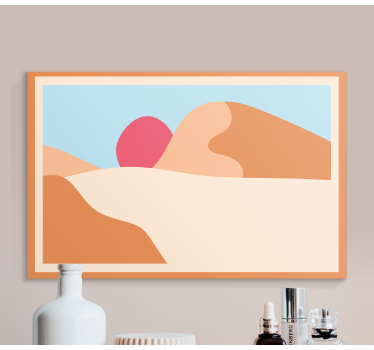 Tableau géométrique Art abstrait montagne et soleil - TenStickers