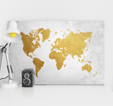 Tableau carte du monde dorée - TenStickers
